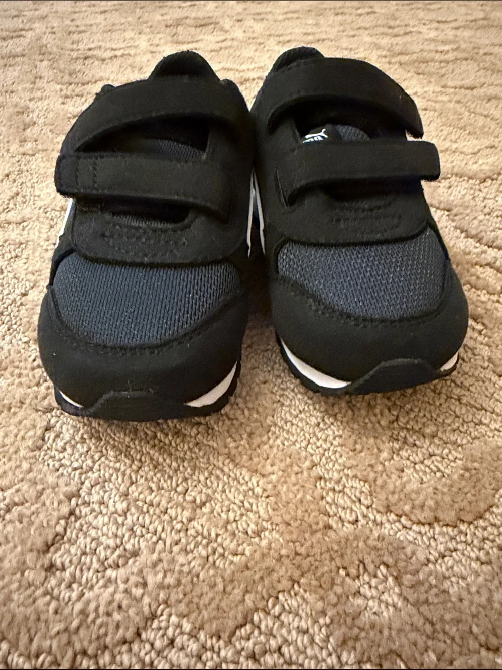 Puma Kids Black and White Velcro Athletic Sneakers